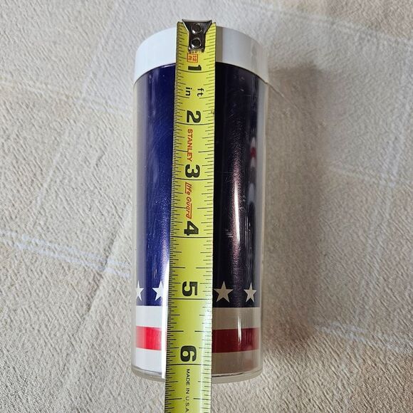 Vintage 70's Thermo-Serv Nautical Red White Blue Plastic Tall Tumblers Set of 4 - Picture 5 of 6